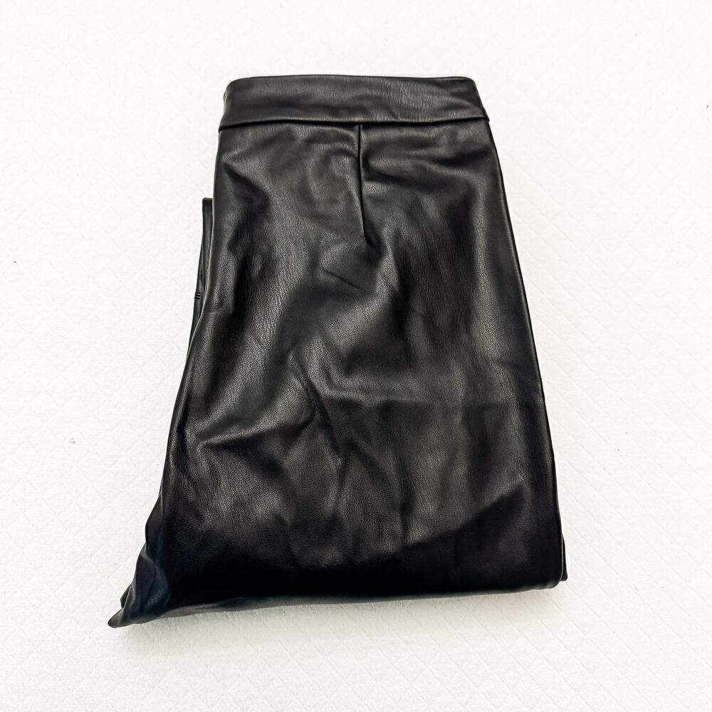 Zara Legging Hi-Rise Faux Leather Black Zip Ankle NWT Size Medium